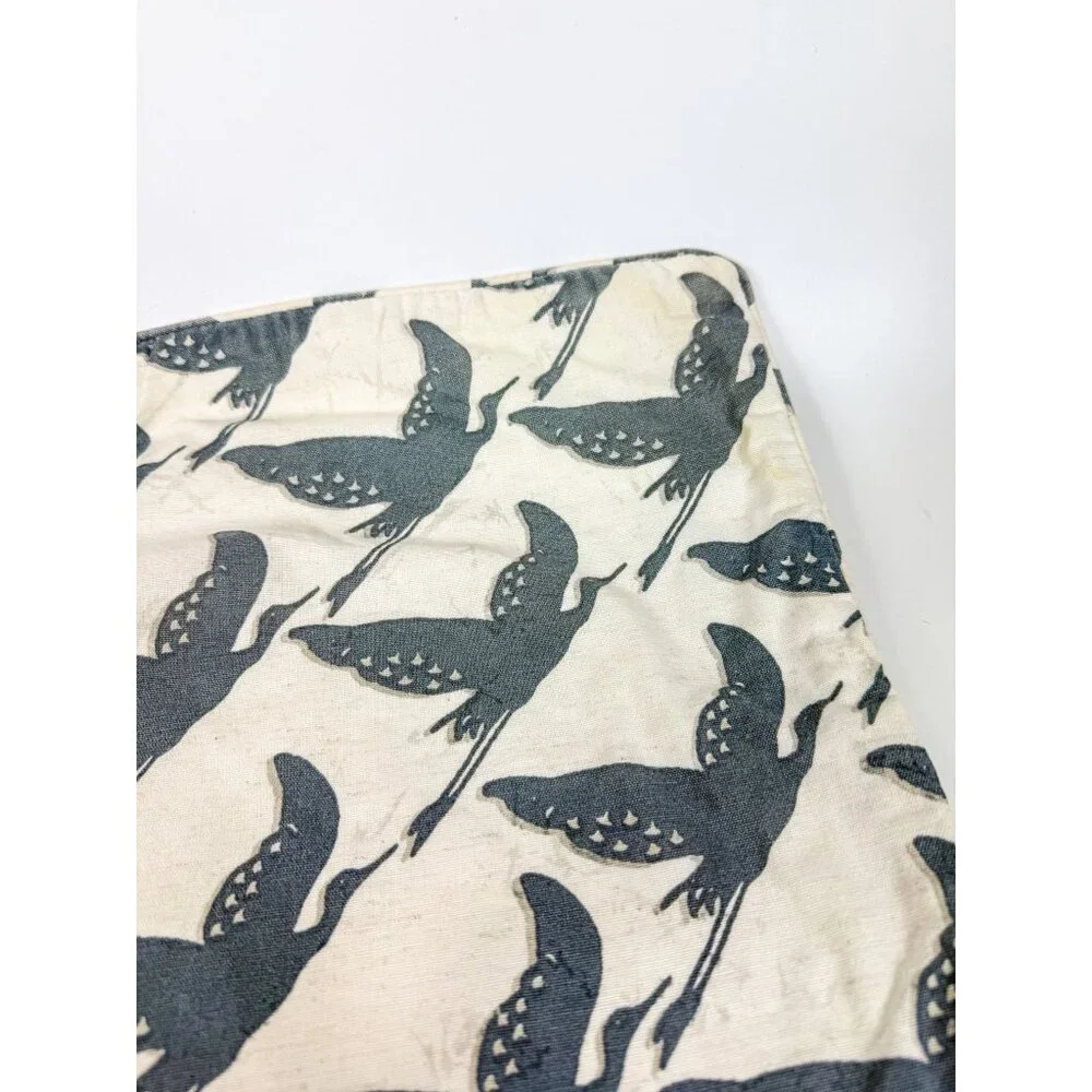 Pottery Barn Blue  White Geometric Bird Heron Stork Print Pillow Covers Set Of 6